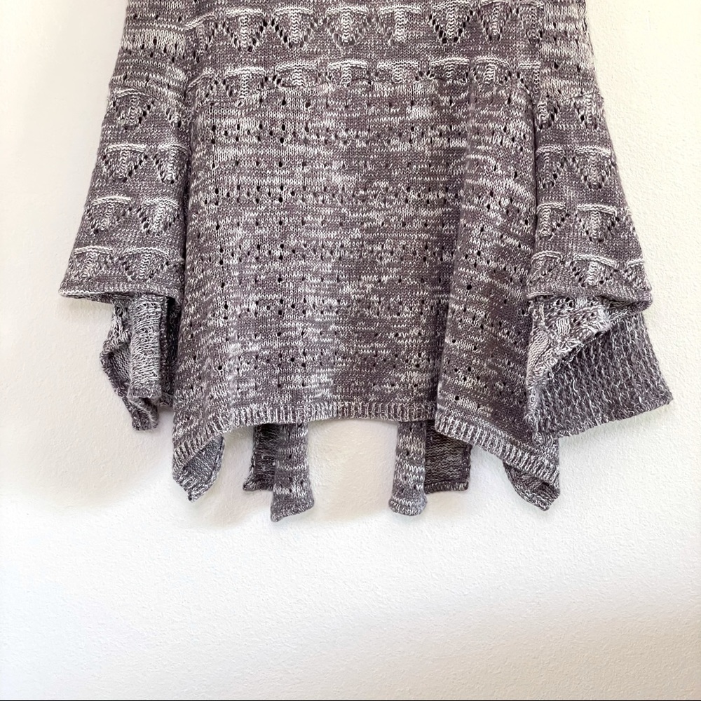 Anthropologie Moth Lavena Pointelle Draped Open Front Cardigan Sweater Vest Grey - Picture 8 of 16